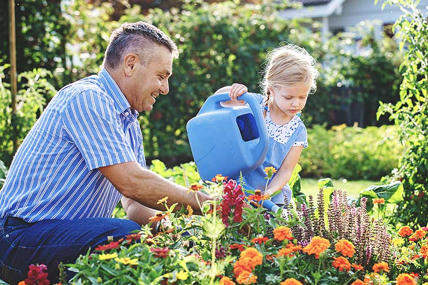 Watering flowers in the garden Watering flowers in the garden