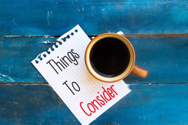 Things To Consider. Business concept