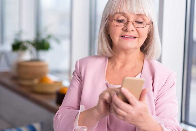 Professional businesswoman looking Mpbile