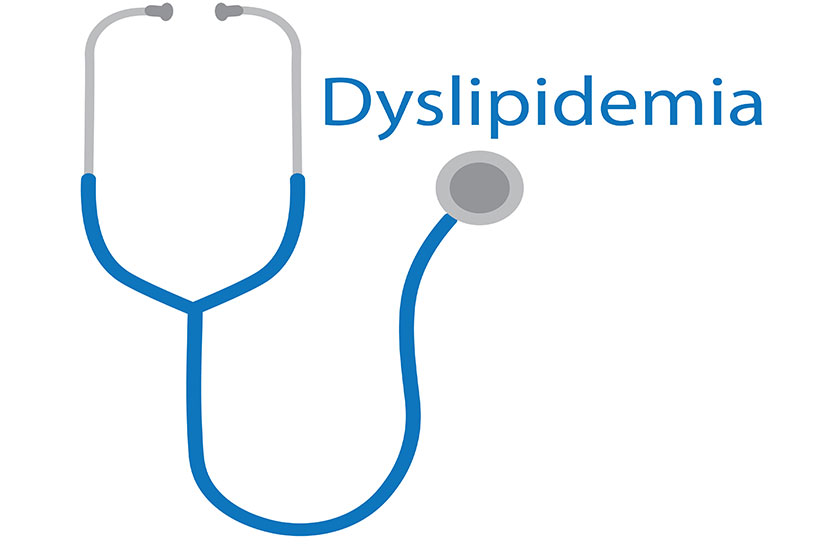 Dyslipidemia word and stethoscope icon