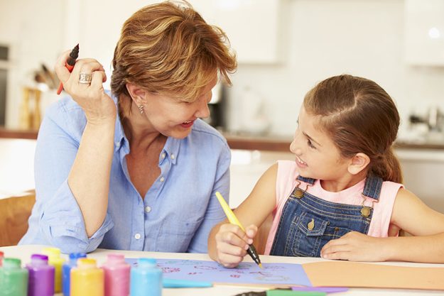 Grandmother Painting With Granddaughter Grandmother Painting With Granddaughter