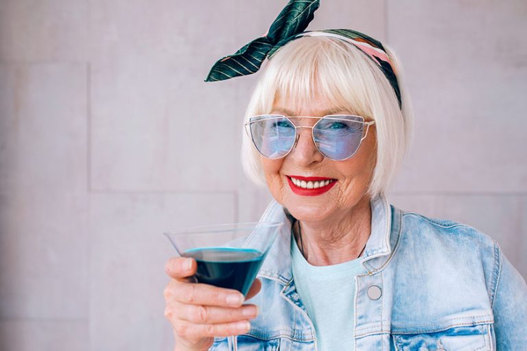 Senior (old) stylish woman with gray hair